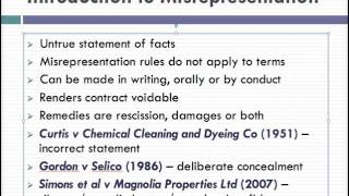 Misrepresentation Lecture 1 of 4 [upl. by Buhler]